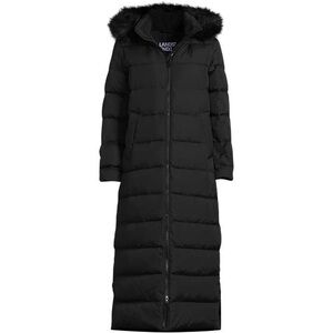 Lands’ End Women’s Down Faux Fur Hooded Maxi Long Winter Coat Size S (6-8)